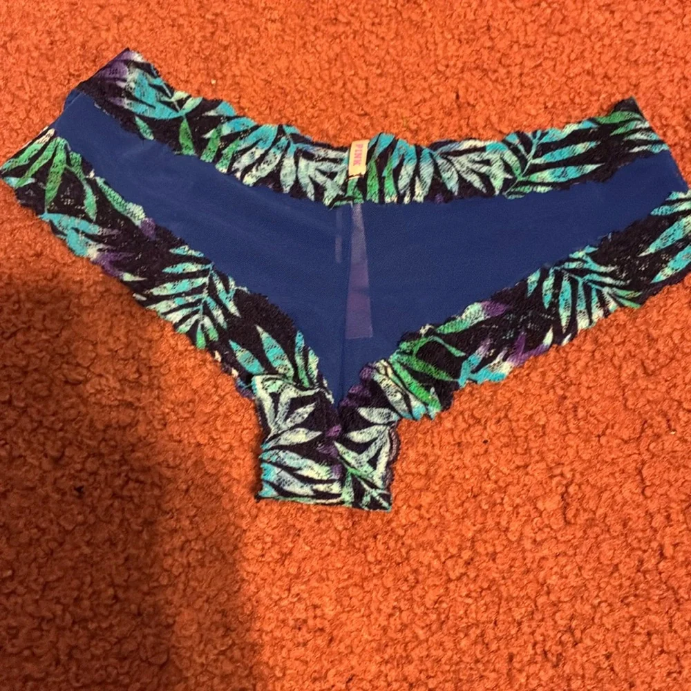 Victoria's Secret PINK Blue & Black Floral Lace Panties